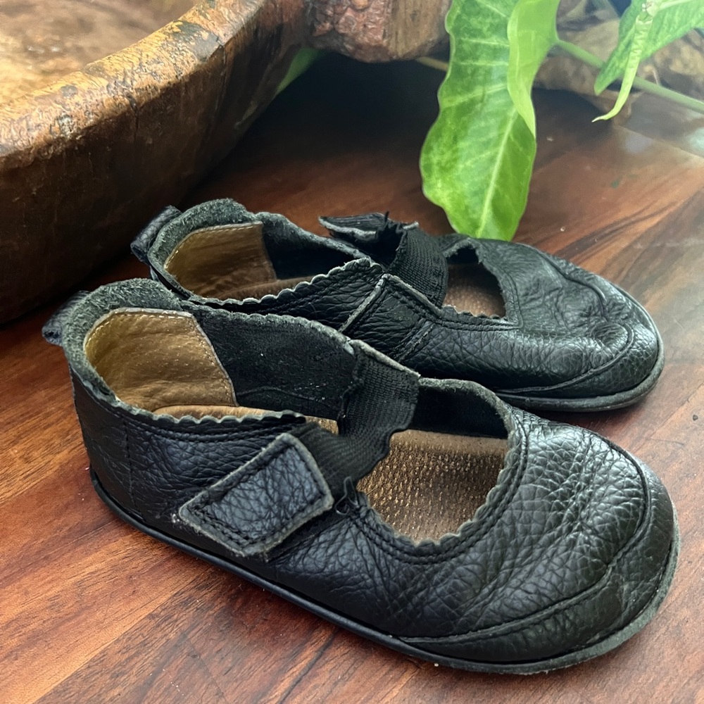 Magical Shoes Gloria Mary Jane Black Leather Dress Toddler Girls Barefoot Shoes